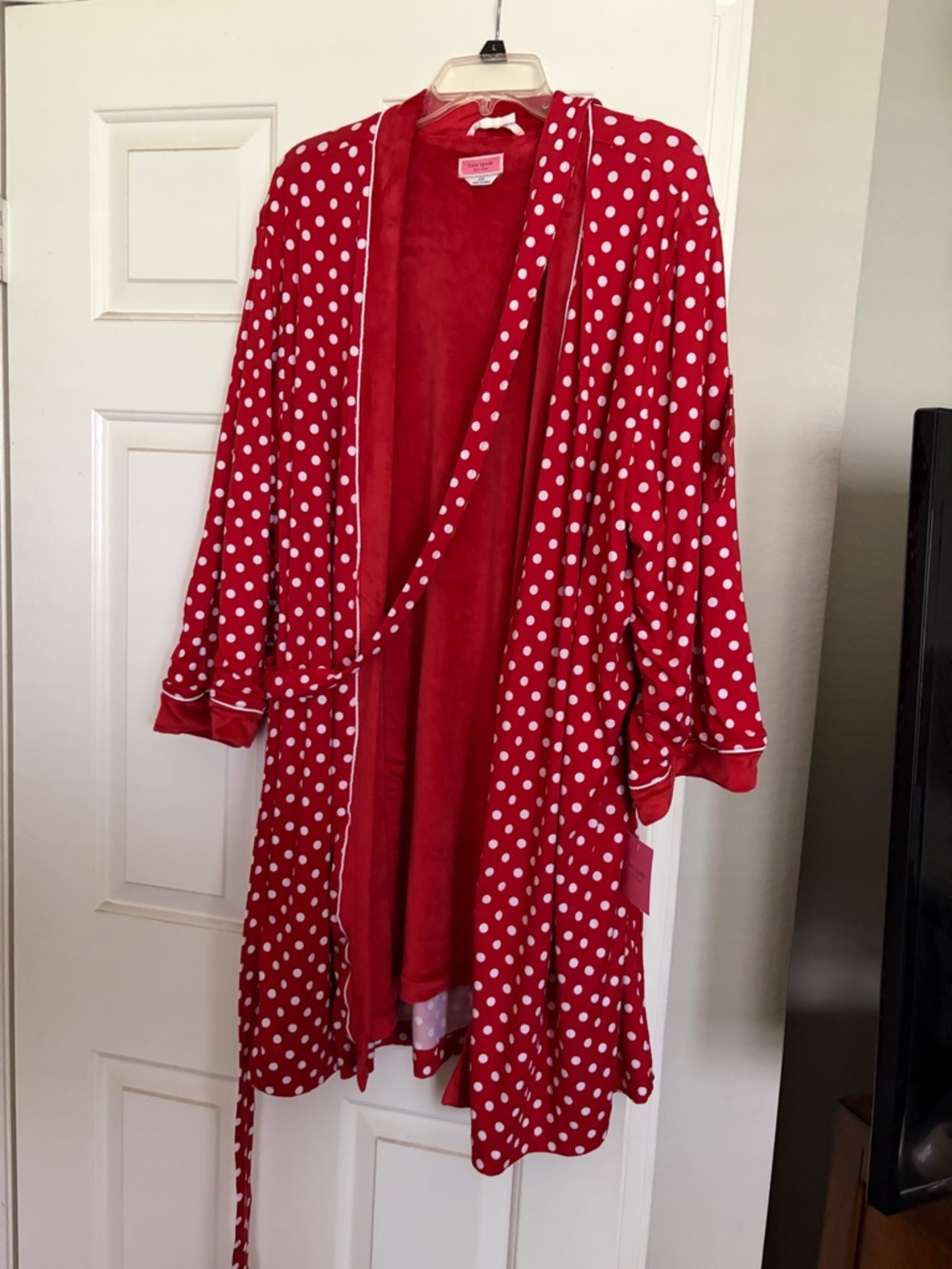 Kate Spade Red Polka Dot Robe with White Dots, L/XL,NWT